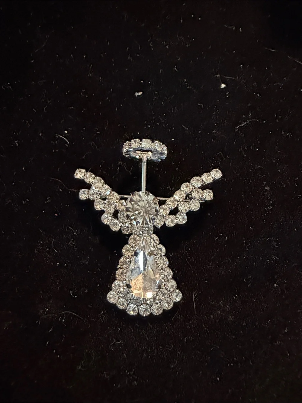 Crystal Angel Brooch Pin - Clear Silver-Tone Women’s Jewelry